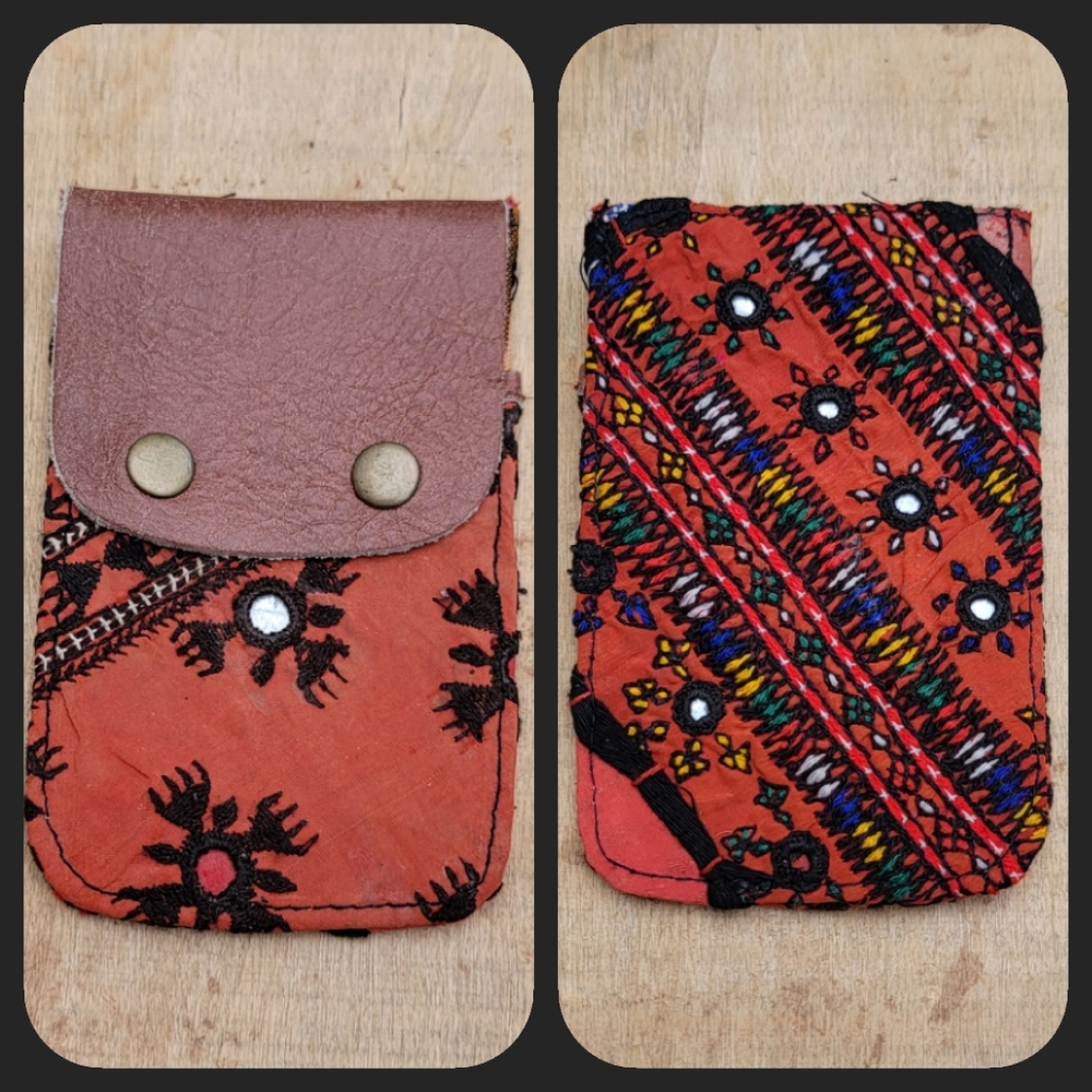 🪬🍄 Free People Boho Embroidered Repurposed vtg banjara hippie Wallet card case